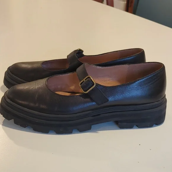 Madewell Black Leather Mary Jane Flats - Picture 5 of 8